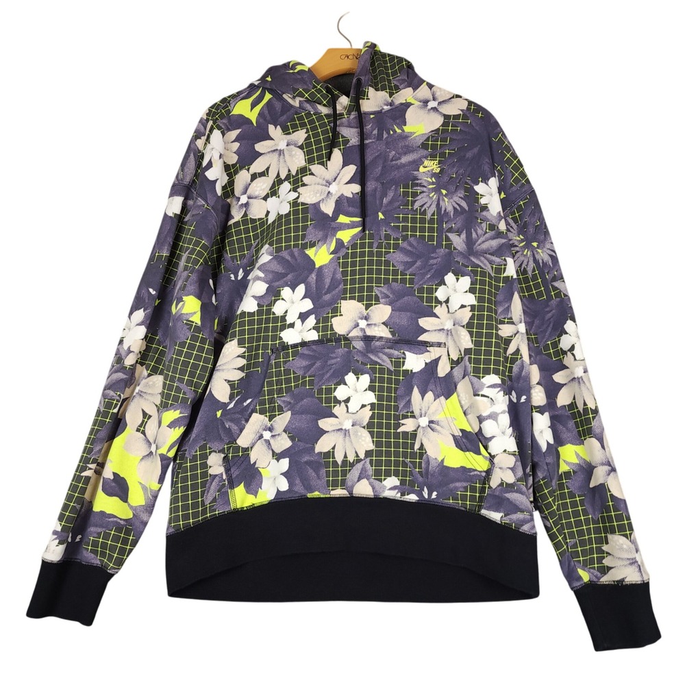 Nike SB Floral Grid Hoodie Pullover Sweatshirt‎ Size Medium Men Women